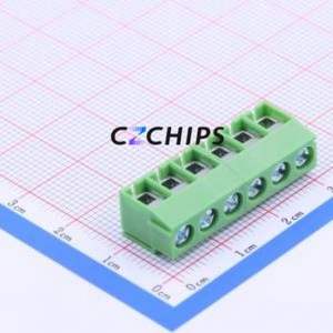PA001-6P Screw Terminal Block Through hole Component (THT),P=5mm Connector ( Construction: 1x6P )( Pitch: 5mm )( Color: Green ) - Product Image 2