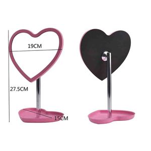 Hình Trái Tim Đứng Vanity Gương Chất Lượng Cao Màu Hồng Duy Nhất Thiết Kế Hai Mặt Với Lưu Trữ Đứng Cá Nhân Cho Máy Tính Để Bàn - Product Image 2