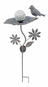 Piquets métalliques étanches à LED à énergie solaire avec mangeoire à oiseaux Décoration de jardin Art déco pour passerelle et sentier extérieurs - Product Image 6