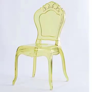 Chaise de banquet de mariage en plastique transparent bon marché de haute qualité avec dossier couronne transparente empilable - Product Image 2