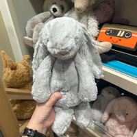 Jellcatt UK Peluche Lapin Gris à Oreilles Tombantes, Doux Coton PP, Cadeau pour Pendentif de Sac ou Porte-clés