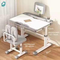 Ensemble de bureau et de chaise ergonomique pour enfants, réglable en hauteur, avec bibliothèque, meubles de maison, table d'étude en bois pour enfants