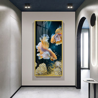 Vente directe d'usine Peinture murale décorative en porcelaine de cristal Poisson Koi 5D Décoration Salon Porche