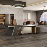 Bureau de direction de luxe avec armoire, bureau de patron en bois de haute qualité, mobilier de bureau, design moderne, bureau de PDG