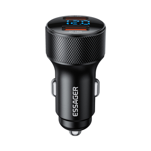 Cargador de Coche ESSAGER ES-CC23 de 36W con 2 Puertos USB-<span class=keywords><strong>A</strong></span> y Pantalla LED, Compatible con <span class=keywords><strong>iPhone</strong></span>, Cargador USB para Coche para Teléfonos Android con USB-C - Product Image 1