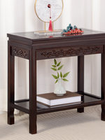 Table d'appoint d'angle moderne en bois d'orme multifonctionnelle avec support pour plantes et aquarium, étagère de rangement, table basse carrée pour salon