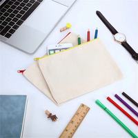 Trousse à crayons en toile de coton personnalisée avec logo, mignonne, à fermeture éclair, pour l'école, pochette à crayons de couleur, étui à stylos sur mesure