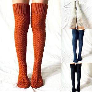 Cuissardes pour femmes, <span class=keywords><strong>bas</strong></span> chauds d'hiver pour dames, filles, <span class=keywords><strong>noir</strong></span>, blanc, au-dessus du genou, chaussettes Extra longues pour femmes, pieds en <span class=keywords><strong>laine</strong></span>, chauffe-jambes - Product Image 2