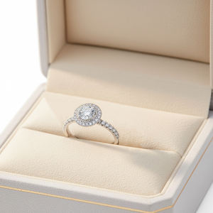 Anillo de Halo de Oro Blanco Sólido de 18K de Alta Calidad con Diamantes Naturales Reales, Montura Semicompleta sin Piedra Central, Anillo de Boda para Mujer - Product Image 6