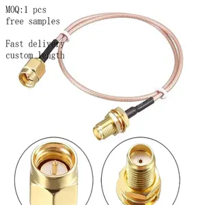 Custom Gold waterproof sma female jack connector with cable crimp LMR195 RG58 RG142 cable