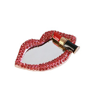 Breloques en résine miroir en forme de rouge à lèvres, strass à dos plat en alliage pour DIY, coques de téléphone, sacs à main, accessoires de voiture, lèvres rouges sexy, vente en gros