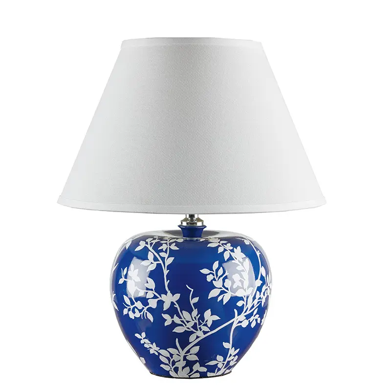 Zhongshan chinese blue decorative retro blue flower porcelain ceramics table lamp bedside