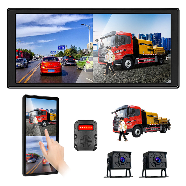 2CH 720P HD Dual Lenses Video Recorder Vehicle Split Monitor System 10.36 Inch Touch Screen Mirror Dash Cam 24H Loop Recording