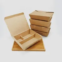 Boîtes en papier brun biodégradables pour la restauration rapide en gros, boîtes à salade personnalisées imprimées sur mesure, boîtes à lunch