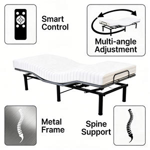 Sommier réglable zéro gravité pour soulager les maux de dos et lutter contre le ronflement, commande sans fil, design moderne pour la maison et l'hôtel - Product Image 2