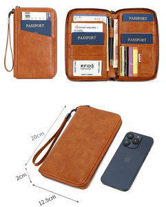 Cartera de Pasaporte con Protección RFID, Porta Tarjetas de Viaje Largo, Organizador de Documentos con Cierre, Cuero PU para Viajes de Negocios - Product Image 2