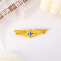 Épingle de service aérien en forme d'aile, vente en gros, épingle en métal dorée pour commandant d'avion avec fermoir, emblème de capitaine d'avion