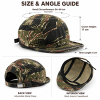 Casquette de course 5 panneaux camouflage personnalisée légère, chapeau de sport camouflage à visière courte pour activités de plein air, camping, avec boucle réglable, vente en gros OEM ODM