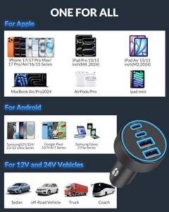 Cargador de Coche USB-C de Alta Calidad y Adaptador de Encendedor de Cigarrillos de 4 Puertos, Cargador de Coche USB-C, Cargador de Encendedor de Cigarrillos para Coche - Product Image 6