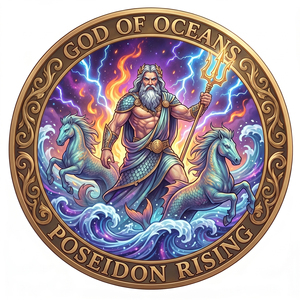 Moneta Commemorativa da 1 oz in Rame Puro .999, 40mm, con Tridente di Poseidone, Dio degli Oceani, Ispirata alla <span class=keywords><strong>Mitologia</strong></span> Greca, Design Piramide e Angelo - Product Image 1
