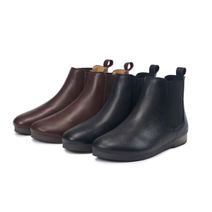 <strong>Women</strong> Genuine Leather Chelsea <strong>Boots</strong> <strong>Burgundy</strong> Flat Ankle <strong>Boots</strong> Casual Comfort Chinese Shoe Factory - Product Image 3