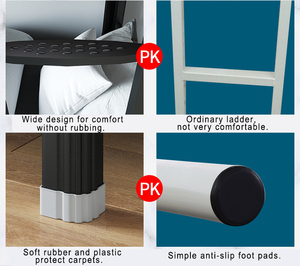 <span class=keywords><strong>Lit</strong></span> superposé en métal robuste pour dortoirs scolaires, niveaux haut et bas, avec escalier - Product Image 2