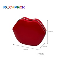 Boîte en métal à large ouverture pour aliments et bonbons, avec couvercle rabattable et design en forme de lèvres