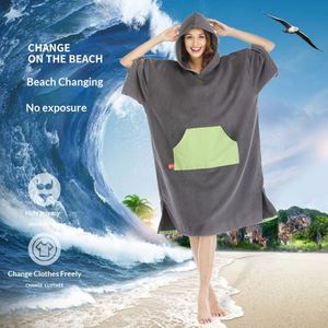 Peignoir de bain en microfibre pour sports de plein air, poncho de surf super doux pour adultes, serviette de plage à capuche - Product Image 2