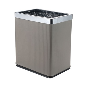 Cubo de Basura Delgado de Lujo en Cuero y Metal, 2.6 Galones/10L, con Tapa Abierta, Resistente al Fuego, a Prueba de Fugas y Ecológico, FRINS - Product Image 1