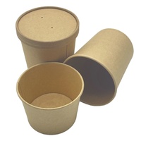 Boîte à lunch jetable écologique et biodégradable, bol à soupe en papier kraft bon marché avec couvercle pour emporter, seau biodégradable