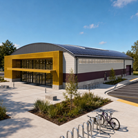 Pabellón Deportivo Prefabricado de Acero, Gimnasio con Techo Arqueado de Gran Envergadura, Estructura Q355B, Edificio para Arena Interior