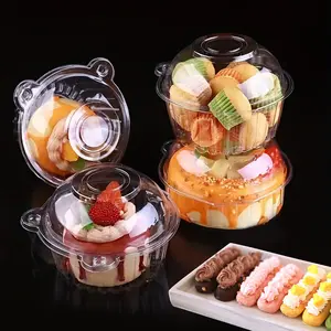 Mignon ours forme Cupcake emballage boîte Transparent Dessert conteneur Muffin tasse boulangerie alimentaire à emporter PET boîte en plastique