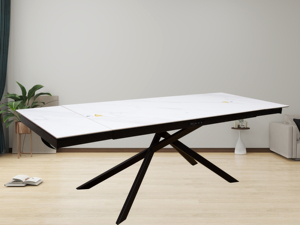 2024 Modern Smart Furniture Restaurant Tables Snow Mountain Slabs <b>Top</b> Wireless Extendable Dining Set New Product Metal DT001 Sma - Product Image 6