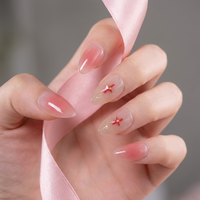 24 faux ongles 3D en relief, motif fleur diamant rose dégradé, à presser, pour mariée, en gel UV, pour mariage, fête et usage quotidien