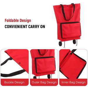 Custom Logo Eco-Friendly <b>Foldable</b> Oxford Shopping Trolley Bag with Wheels Reusable Grocery Travel <b>Cart</b> for Supermarket Use - Product Image 4