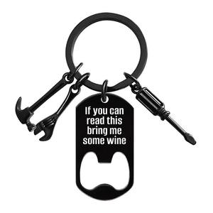 Regalos transfronterizos del Día del Padre de Qinbai: abrebotellas grabado múltiple, accesorios de herramientas para papá, llaveros de acero inoxidable - Product Image 2