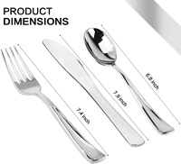 Ensemble de vaisselle jetable en plastique argenté de 350 pièces comprenant 100 assiettes, 50 gobelets, 50 serviettes pré-roulées avec couverts pour 50 invités