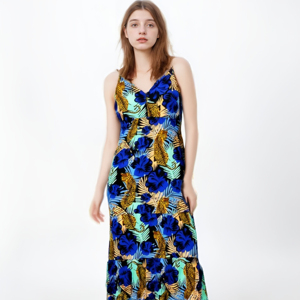 Abiti da spiaggia estivi da donna Casual motivo floreale Sexy Maxi abito <span class=keywords><strong>lungo</strong></span> senza maniche <span class=keywords><strong>con</strong></span> fessure stampa digitale Design personalizzato - Product Image 2