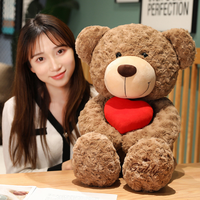 Mignon doux produits en peluche Saint Valentin cadeau de Noël Promotion brun Ted-dy ours avec coeur squishy jouets en peluche