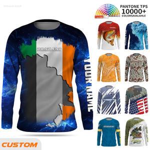 Chemises de pêche pour hommes à impression numérique personnalisée, <span class=keywords><strong>drapeau</strong></span> irlandais, manches longues, protection solaire UPF 50+, anti-UV, séchage rapide, vêtements de pêche - Product Image 1