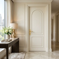 Portes d'entrée cintrées écologiques en bois massif laqué, couleur crème clair, style français européen pour chambre à coucher