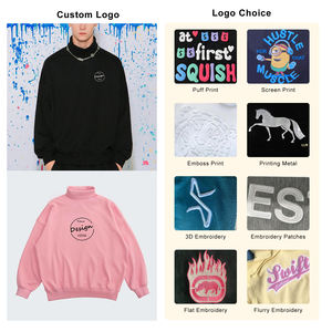 Personalizado 100% algodón 310Gsm tela de lana a granel Unisex Anti-pilling suelta cuello simulado sudadera para ropa de calle otoño estampado - Product Image 3