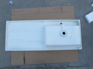Meuble de salle de bain moderne en pierre artificielle blanche, 1200 mm, pour gaucher, avec lavabo simple intégré - Product Image 6