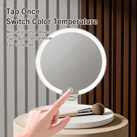 Miroir de maquillage LED portable et pliable avec capteur tactile, miroir de courtoisie rechargeable à une face pour les voyages et l'utilisation sur le bureau