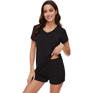 Ensemble de pyjama en viscose de bambou pour femmes, col en V, manches courtes, vêtements de nuit avec poches, tailles S-XXL - Product Image 3