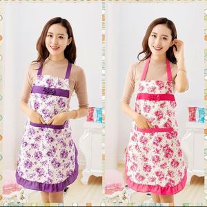 Delantal de cocina de una sola capa con encaje de rosas, antiincrustante, estilo coreano, bonito, para el hogar, con cuello colgante, a la moda, para primavera y verano - Product Image 3