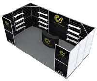 Stand d'exposition portable personnalisable 10x20 avec cadre en aluminium, impression par sublimation, mur en lattes pliable, stand de salon professionnel