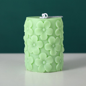 Bougie artisanale Niche, cylindrique, en cire de soja, avec relief 3D fleur de prunier, parfumée, <span class=keywords><strong>pour</strong></span> la décoration de la maison - Product Image 4