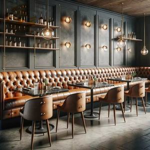 โซฟาหนังวินเทจสุดหรู ทนทานต่อการขีดข่วน เหมาะสำหรับร้านอาหาร บิสโทร และคาเฟ่ - Product Image 4