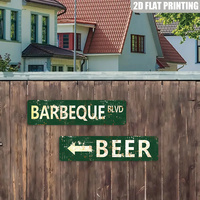 Letrero metálico largo de Barbeque Blvd, decoración de pared estilo retro para patio trasero y cueva de hombre